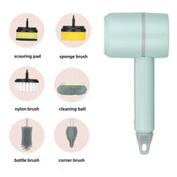 Multifunctional Electric Spin Scrubber Rechargeable with 6 Replaceable Cleaning Brush Heads or Bathroom Kitchen Oven Dish Floor